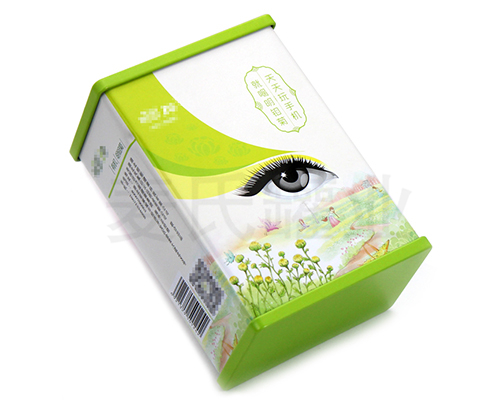 明目菊花茶鐵盒子包裝,花草茶馬口鐵盒,獨(dú)特浮雕激凸工藝,用精湛的工藝彰顯麥?zhǔn)瞎迾I(yè)12年定制包裝的傳承歷史,材質(zhì)有0.23mm鍍錫馬口鐵,真材實(shí)料,相比紙質(zhì)、三片罐，新穎包裝更高檔次